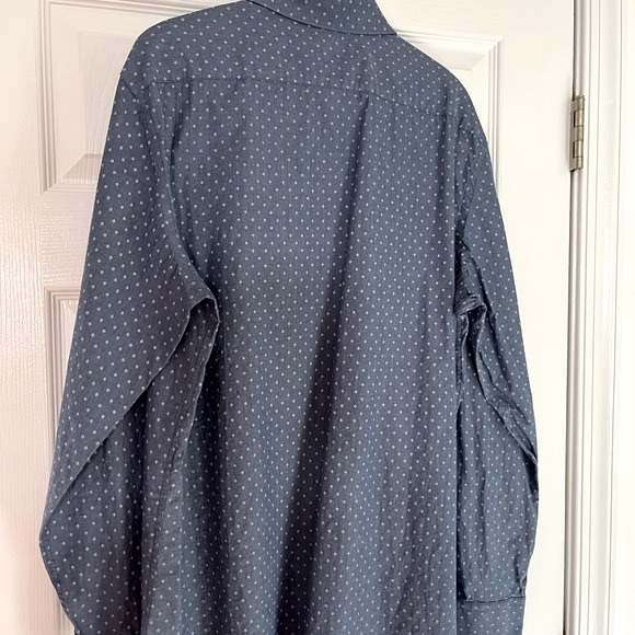 Apt 9 Blue Long Sleeve Shirt Slim Fit Diamond Pattern Stretch Fabric 17 34/35 - Picture 6 of 10
